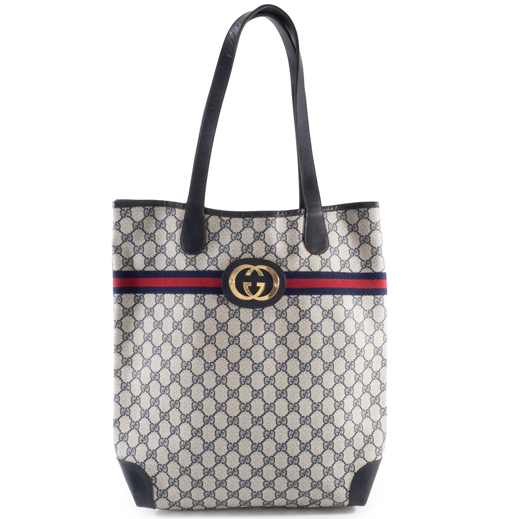 ☆美品☆オールドグッチ☆激レア・ヴィンテージ☆GGスプリームトート グッチ オールドグッチ トートバッグ GGスプリームxレザー ネイビー