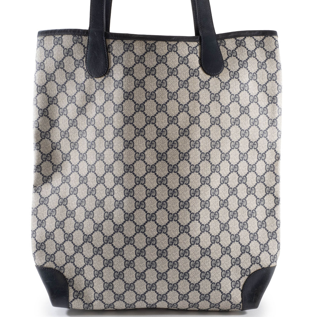 グッチ オールドグッチ トートバッグ GGスプリームxレザー ネイビー