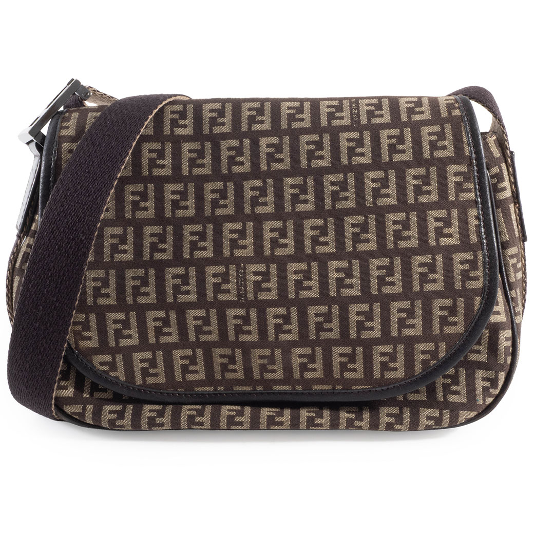 フェンディ ズッキーノ ショルダーバッグ 8BR320 キャンバスxレザー