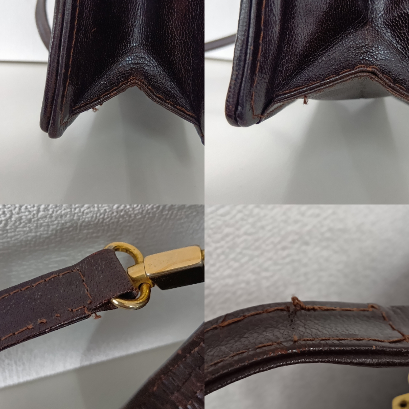 フェンディ 編み込みレザー ショルダーバッグ ブラウン レディース