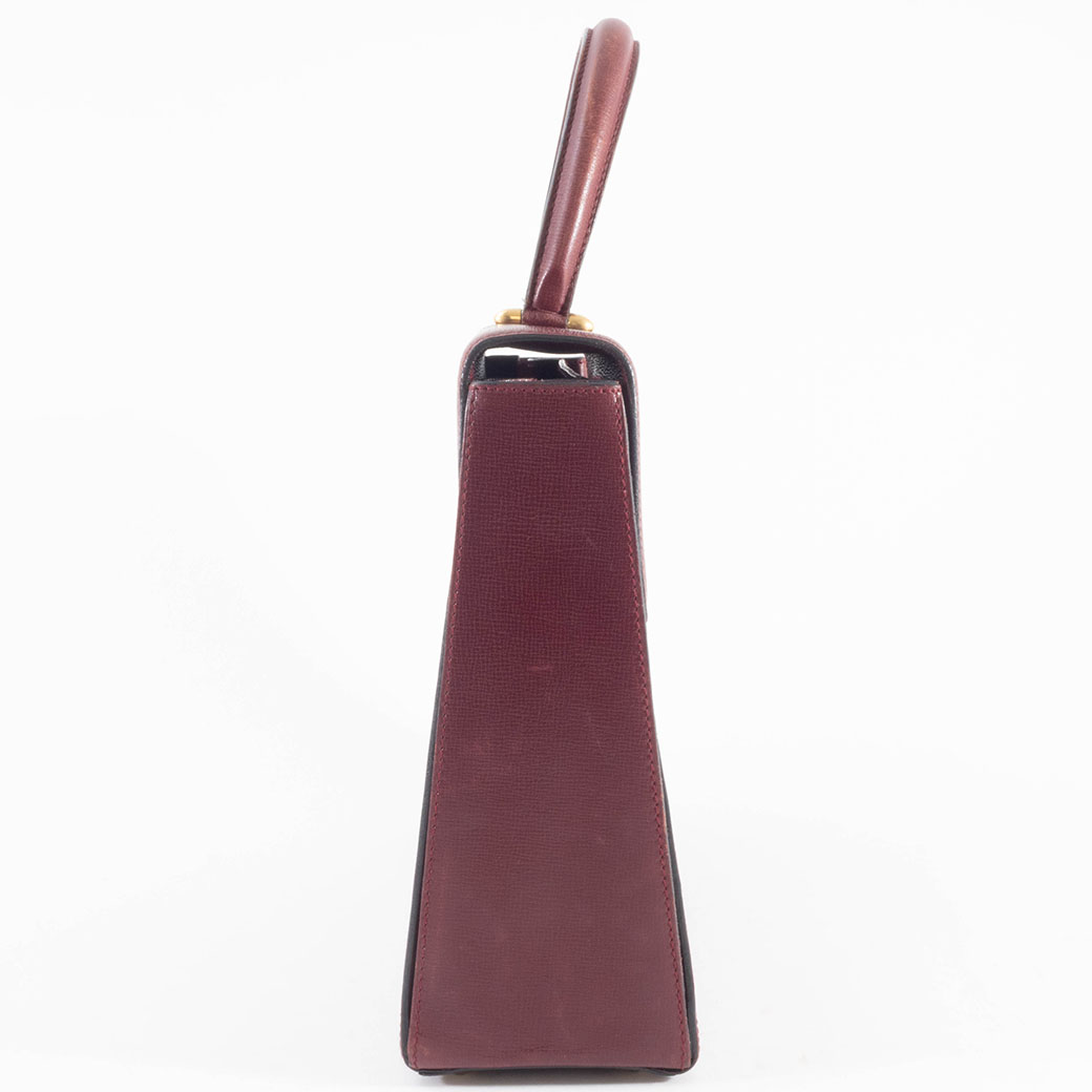 カルティエ マストライン ハンドバッグ カーフレザー ボルドー