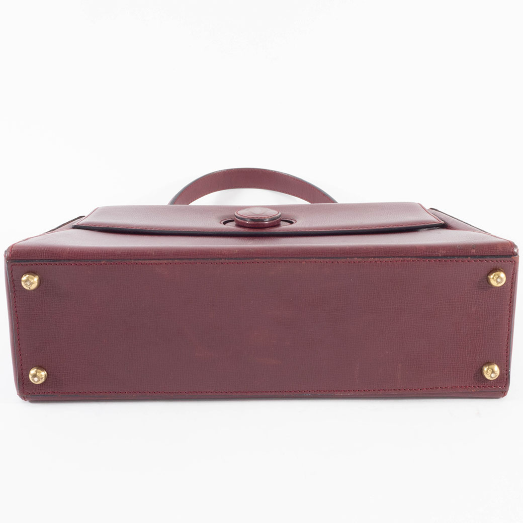 カルティエ マストライン ハンドバッグ カーフレザー ボルドー