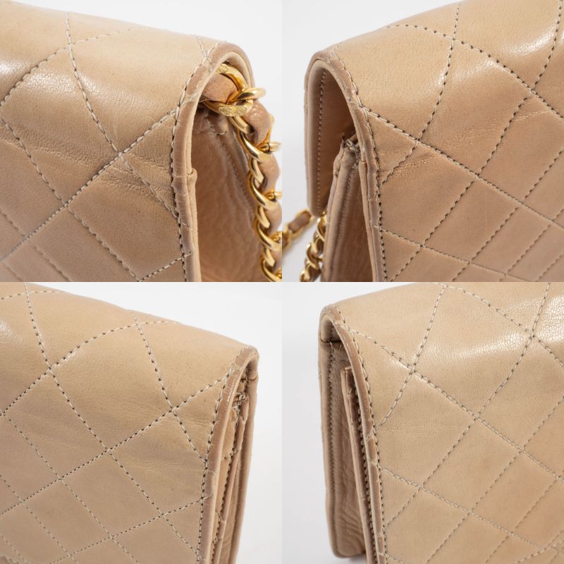 シャネル ヴィンテージ マトラッセ ショルダーバッグ レザー ベージュ