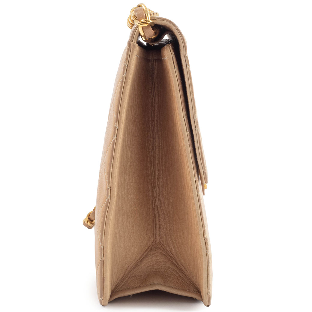 シャネル ヴィンテージ マトラッセ ショルダーバッグ レザー ベージュ