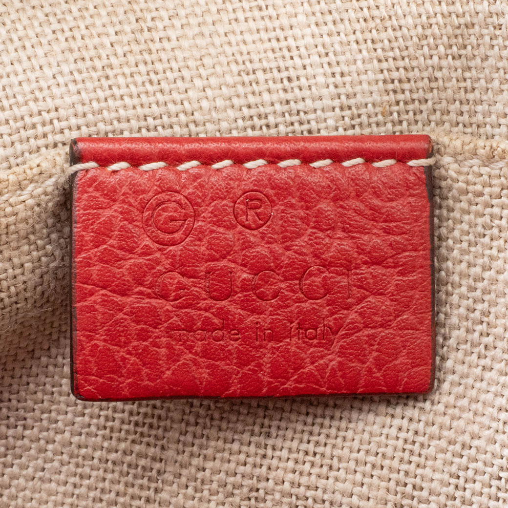 グッチ GGキャンバス ショルダーバッグ 449413 レザー レッドxベージュ