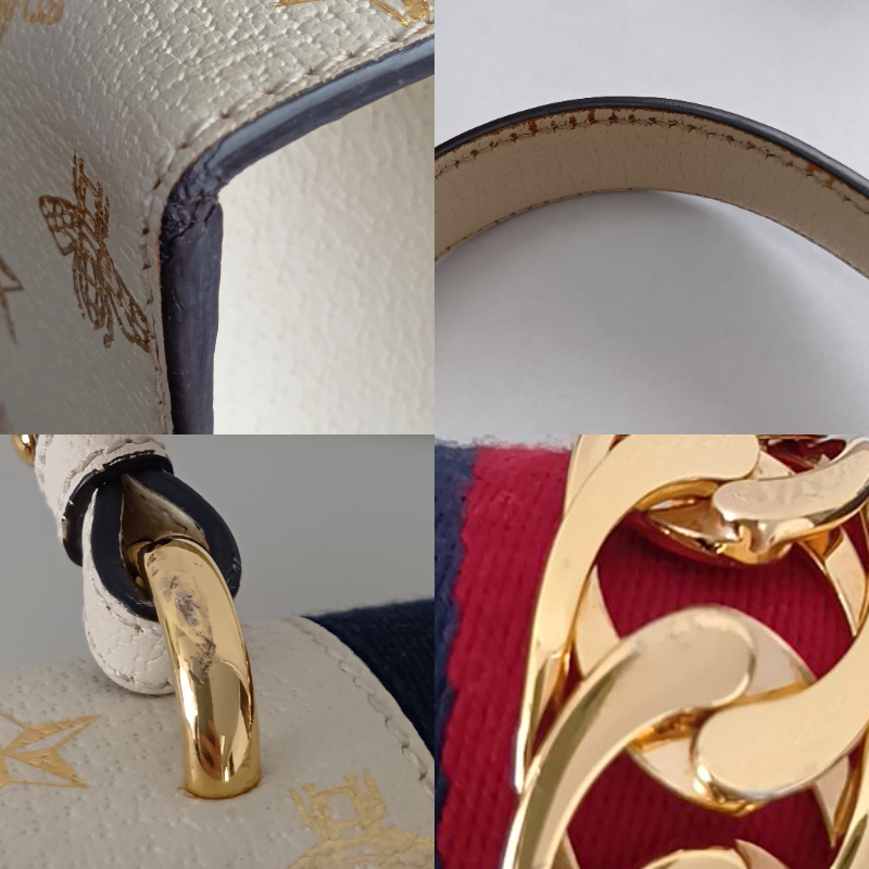 グッチ ビー＆スター　ミニ シルヴィ ショルダーバッグ レザー 470270 ホワイト レディース GUCCI  中古 GUCCI（グッチ） ビー＆スター ミニ シルヴィ ショルダーバッグ レザー