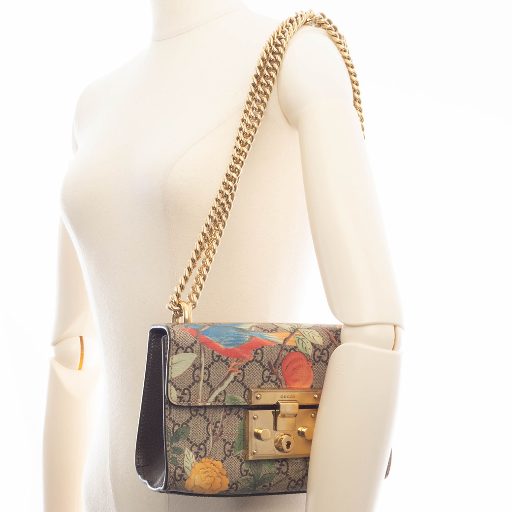 GUCCI(グッチ) ショルダーバッグ パドロック スモール/グッチティアン 409487 ベージュ×ダークブラウン×マルチ チェーンショルダー レザー GUCCI - GUCCI(グッチ) ショルダーバッグ パドロック スモール,グッチ