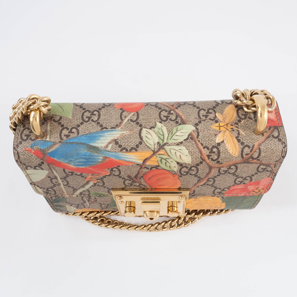 GUCCI(グッチ) ショルダーバッグ パドロック スモール,グッチティアン 409487 ベージュ×ダークブラウン×マルチ チェーンショルダー レザー グッチ GUCCI ショルダーバッグ レディース チェーン バッグ