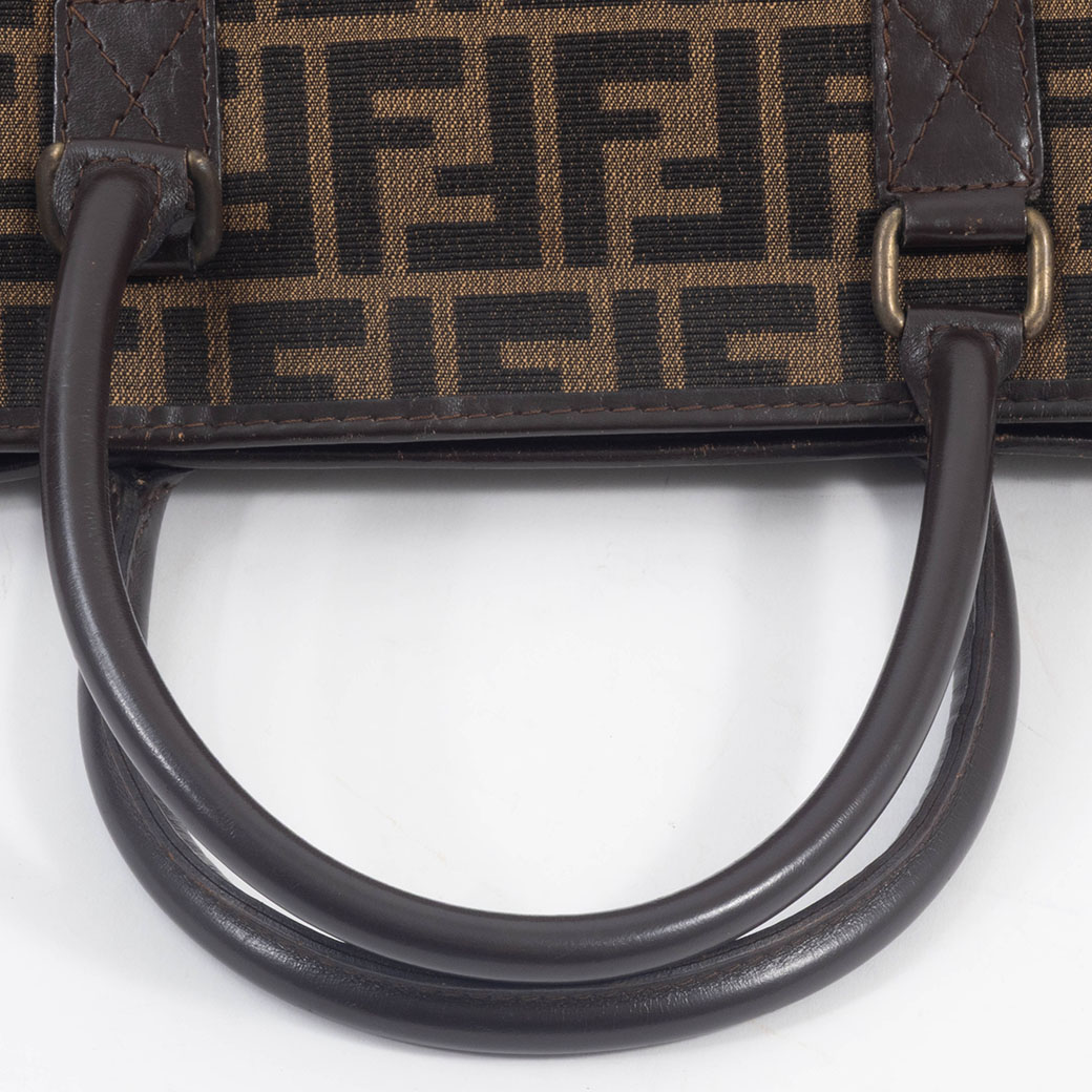 フェンディ ヴィンテージ ズッカ ハンドバッグ キャンバスxレザー