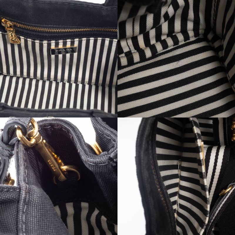 ■中古■　プラダ カナパ S 2WAY ショルダー ハンド バッグ キャンバス ブラック 1BG439 【390968】5 PRADA（プラダ） ショルダーバッグ CANAPA カナパ 1BG439 KAO ZKI