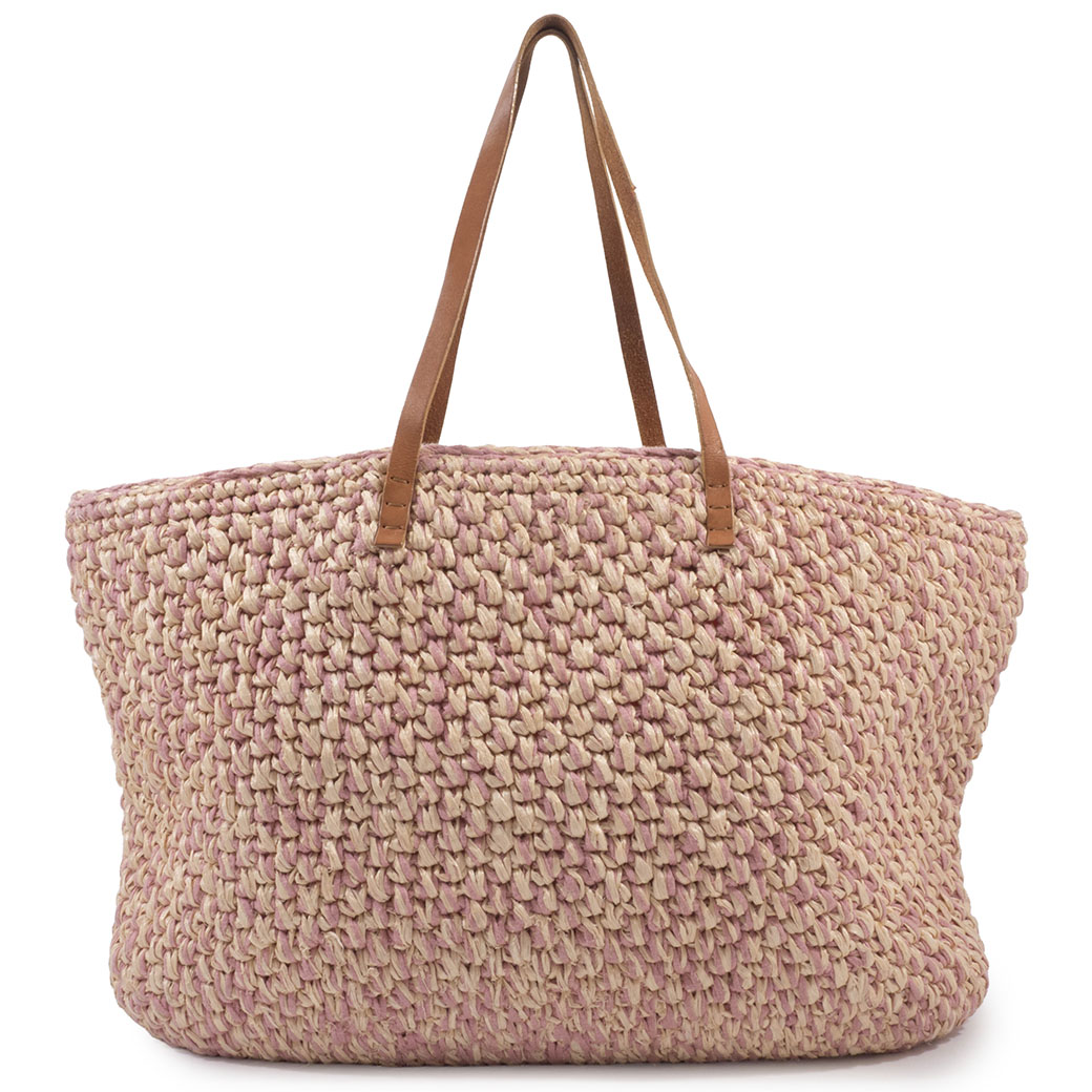 FENDI（フェンディ） バッグ ストロー トートバッグ ピンク 大きめ 