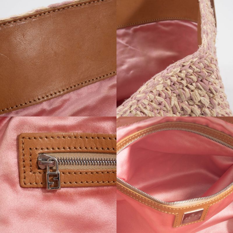 FENDI（フェンディ） バッグ ストロー トートバッグ ピンク 大きめ