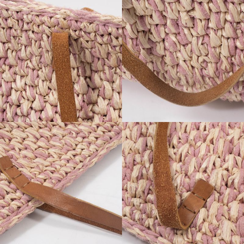 フェンディ トートバッグ パイソン レザー A4可 肩掛 白×ピンク FENDI（フェンディ） バッグ ストロー トートバッグ ピンク 大きめ