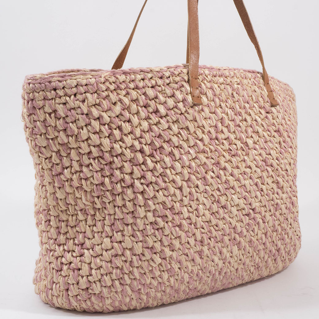FENDI（フェンディ） バッグ ストロー トートバッグ ピンク 大きめ