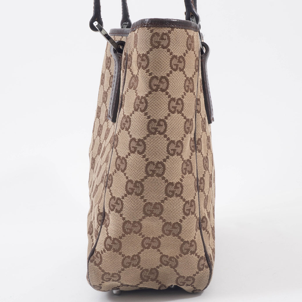 美品✨ GUCCI GGキャンバス レザー トートバッグ ブラウン GGキャンバス グッチ GUCCI トートバッグ × レザー ベージュ ブラウン