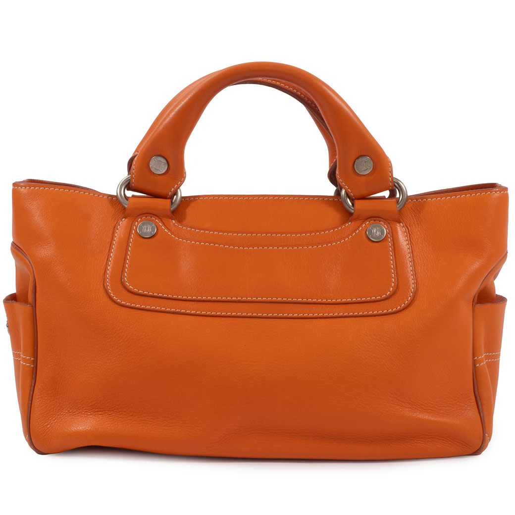 セリーヌ ブギーバッグ 赤 麻× レザー CELINE（セリーヌ） バッグ 中古 ブギーバッグ ハンドバッグ レザー