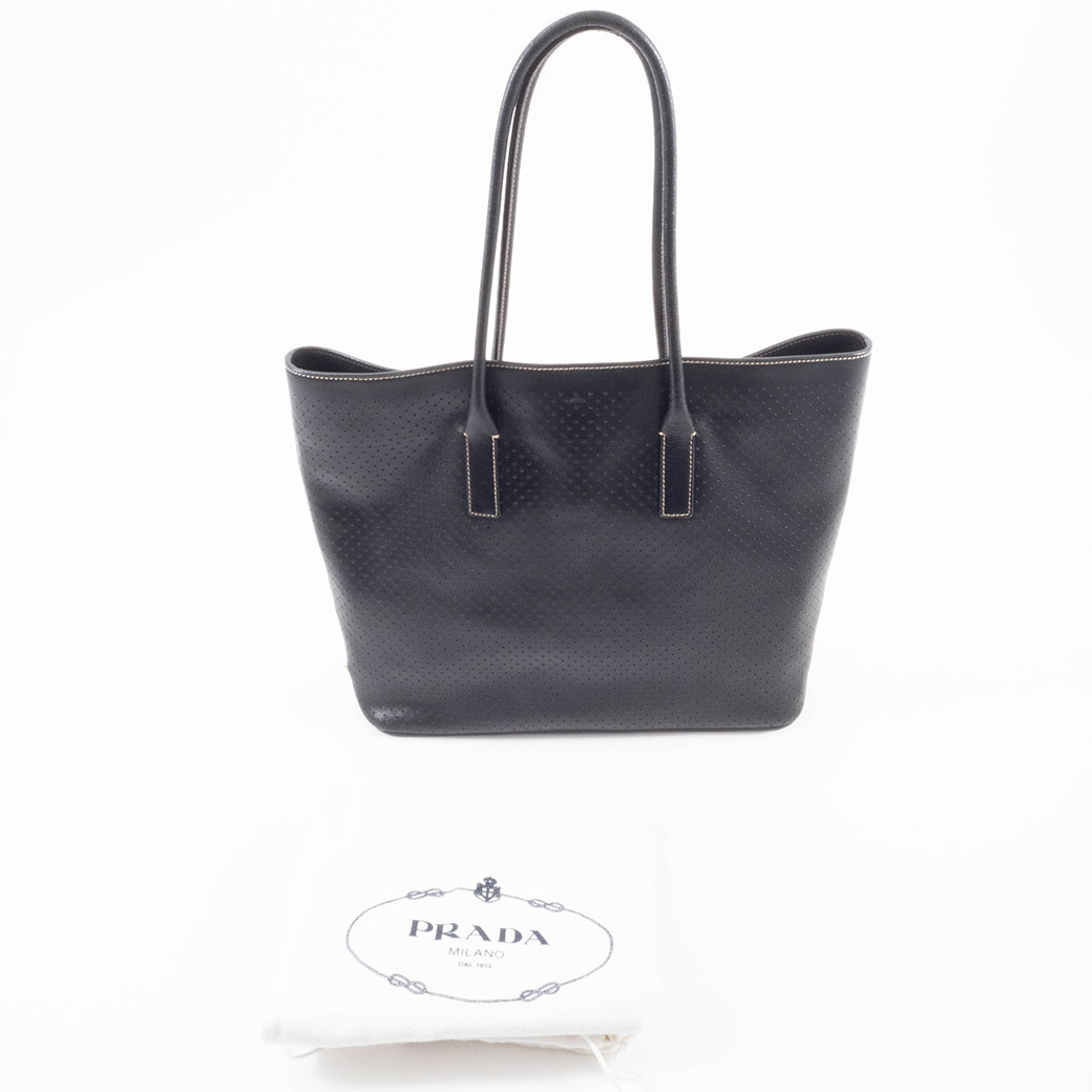 PRADA（プラダ） バッグ 中古 トートバッグ パンチングレザー ブラック