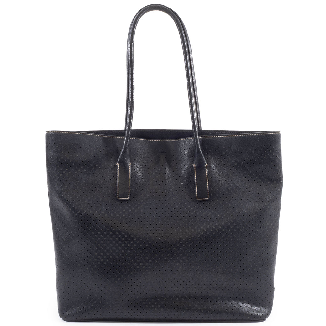 【美品】PRADA×プラダ A4収納可能パテントレザートートバッグ PRADA（プラダ） バッグ 中古 トートバッグ パンチングレザー ブラック