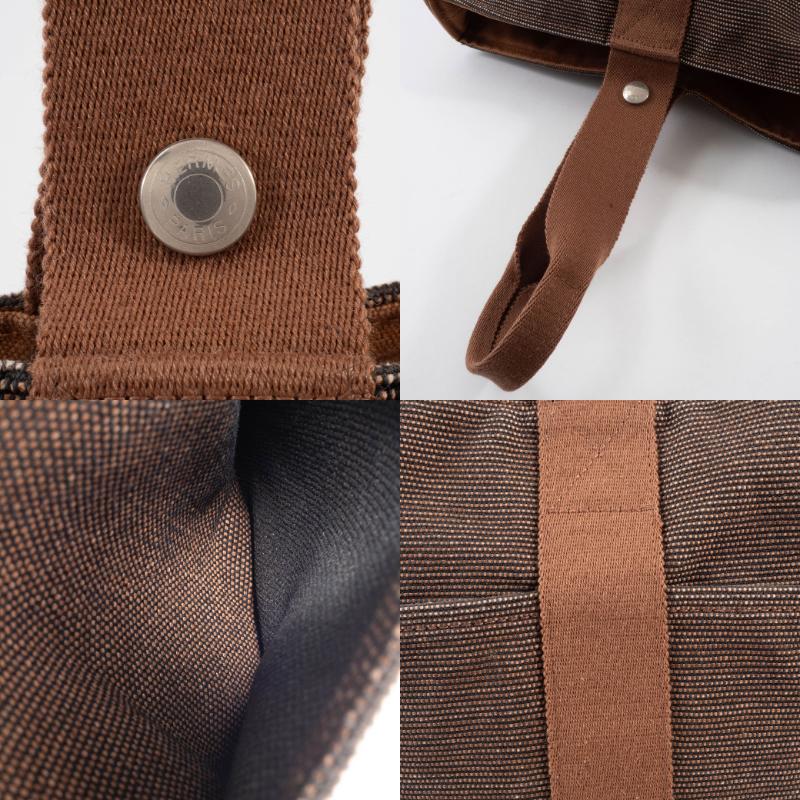 エルメス バッグ サクソーMM ショルダーバッグ トワルアッシュ ブラウン レディース A4収納不可 バケツ型 HERMES 中古の画像