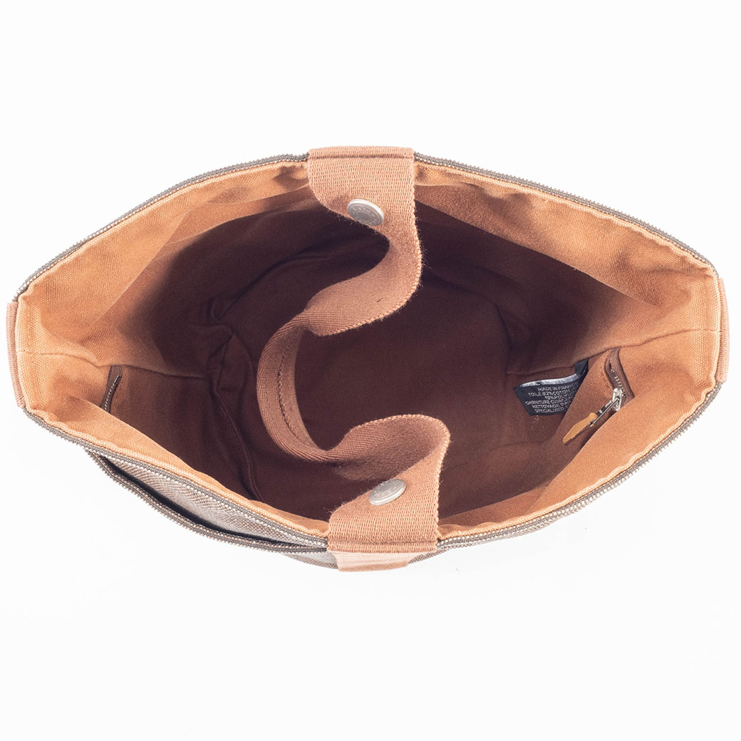 エルメス バッグ サクソーMM ショルダーバッグ トワルアッシュ ブラウン レディース A4収納不可 バケツ型 HERMES 中古の画像