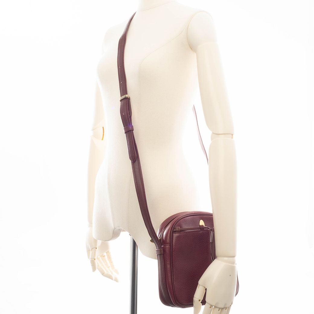 ★SALE【5ee7182】カルティエ ショルダーバッグ マスト レザー ボルドー ゴールド金具【中古】レディース MUST DE CARTIER カルティエ Cartier マストライン ショルダーバッグ