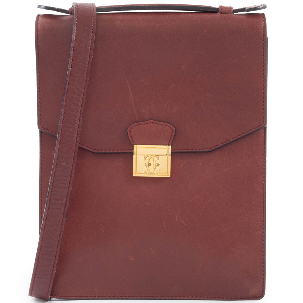 ■Cartier■マストライン ショルダーバッグ レザー　ボルドー　2way Cartier（カルティエ） マストライン 2WAYハンド ショルダーバッグ