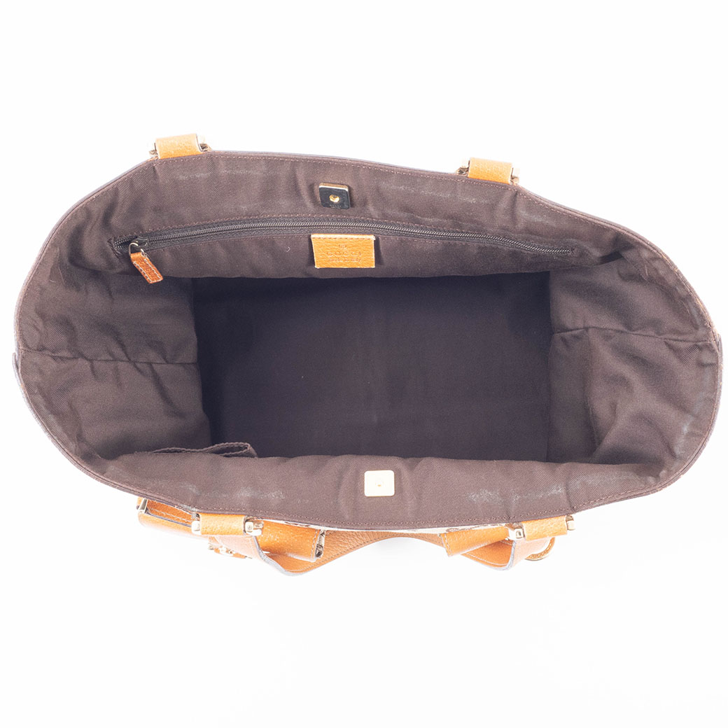 グッチ バッグ 中古 トート レディース 146247 GGキャンバス レザー ベージュ ブラウン A4 収納の画像