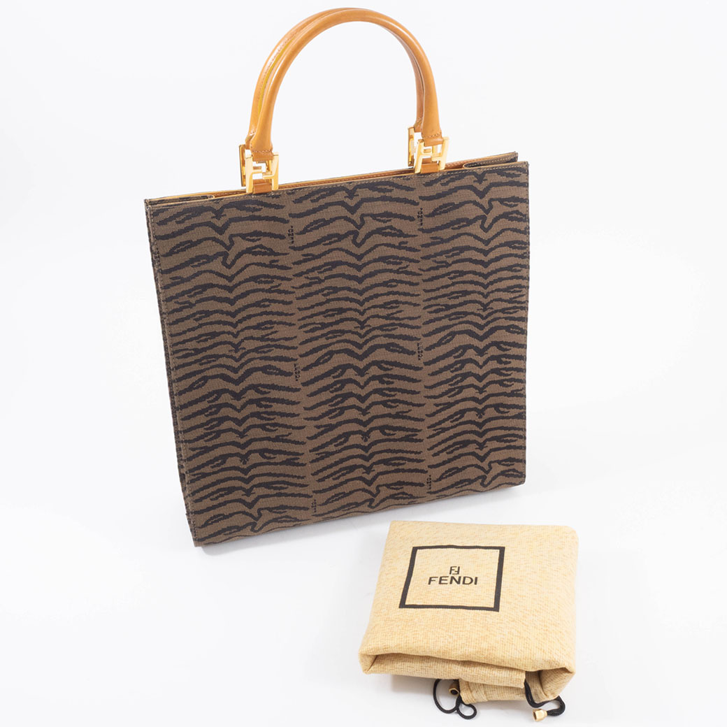 FENDI（フェンディ） ゼブラ柄 トートバッグ キャンバス レザー