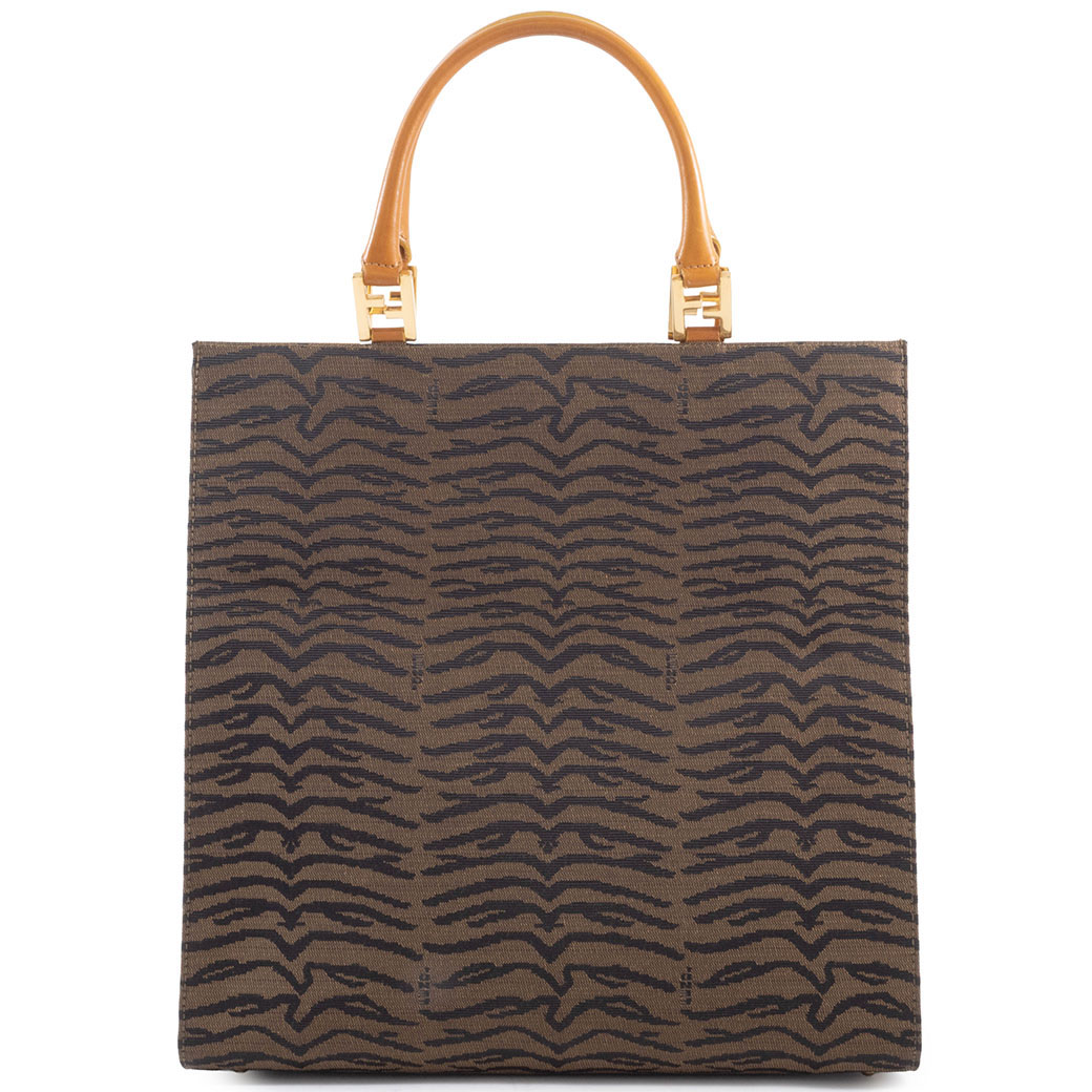 FENDI（フェンディ） ゼブラ柄 トートバッグ キャンバス レザー