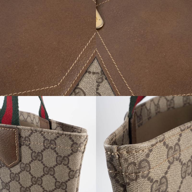 I02) GUCCI グッチ　2way ビジネスバッグ　A4収納 ブラウン GUCCI グッチ トートバッグ A4収納可能 GGキャンバス レザー ブラウン