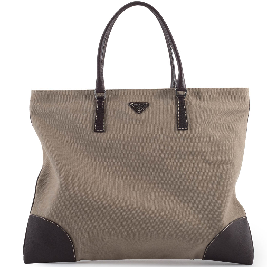 PRADA（プラダ） バッグ 中古 キャンバス トートバッグ レザー カーキ
