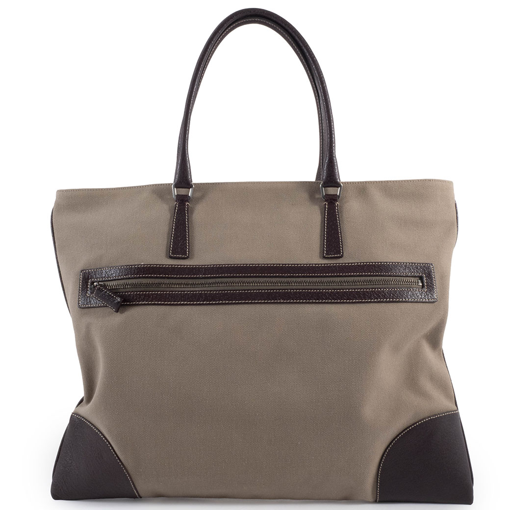 PRADA（プラダ） バッグ 中古 キャンバス トートバッグ レザー カーキ 