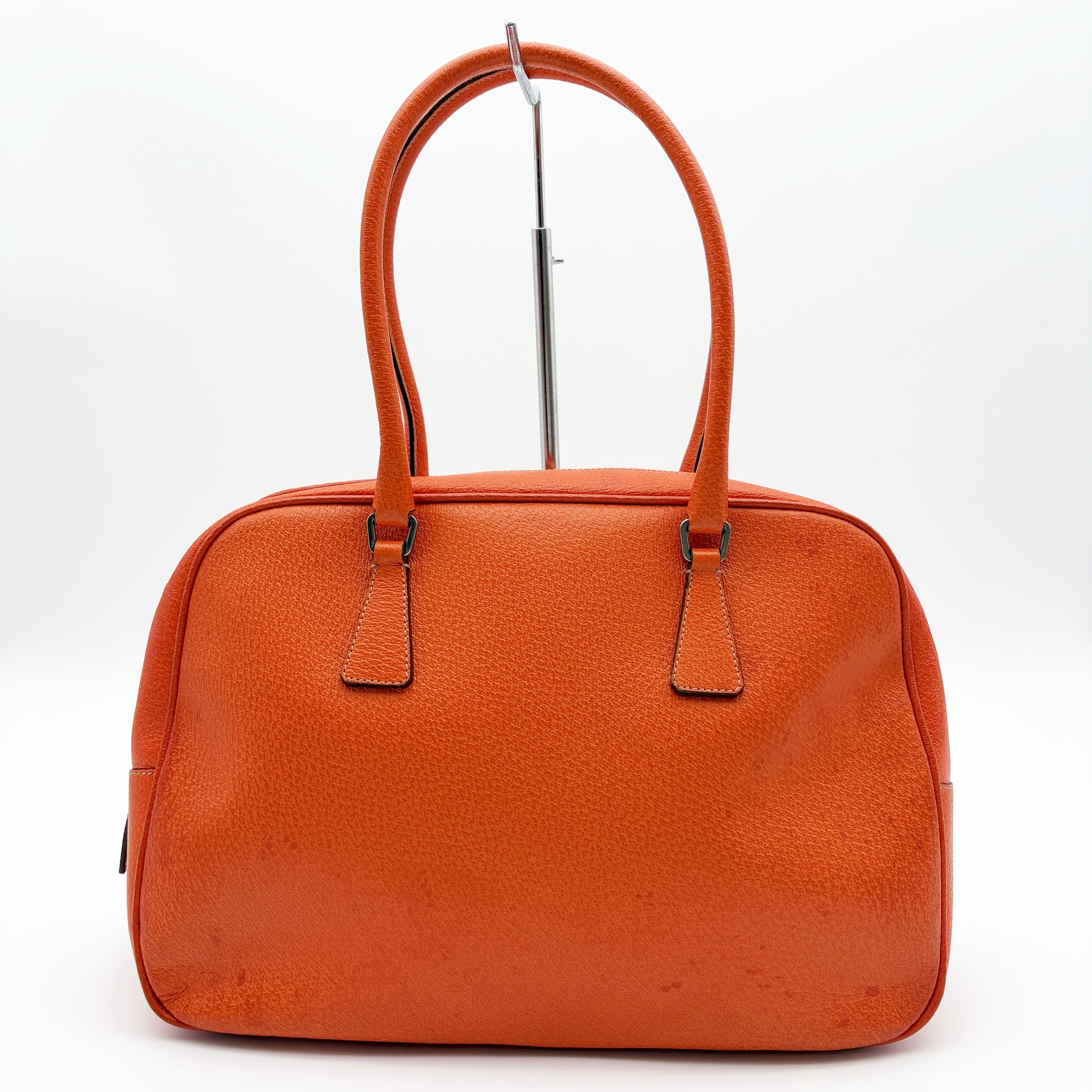Y2K PRADA プラダ ボストンバッグ ハンドバッグ ボーリングバック PRADA（プラダ） ボストンバッグ レザー オレンジ レディース
