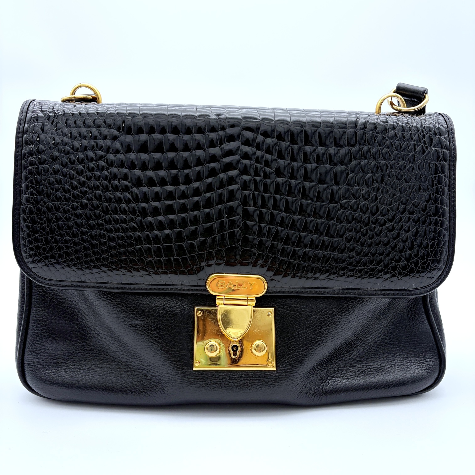 BALLY クロコ型押し レザー ワンショルダー ショルダーバッグ