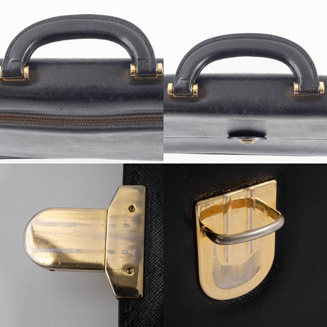 【美品】プラダ ビジネスバッグ ブリーフケース レザー 金具 ロゴ A4収納 美品】プラダ ビジネスバッグ ブリーフケース レザー 金具 ロゴ A4収納