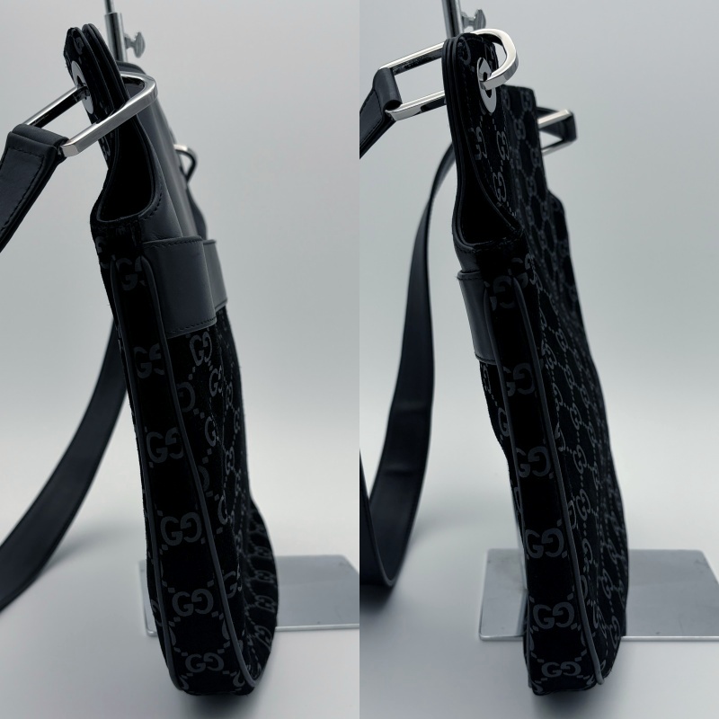 【美品】GUCCI グッチ ワンショルダーバッグ GG柄 スエード ブラック グッチ GG柄 ショルダーバッグ 001.3307 スエードxレザー ブラック