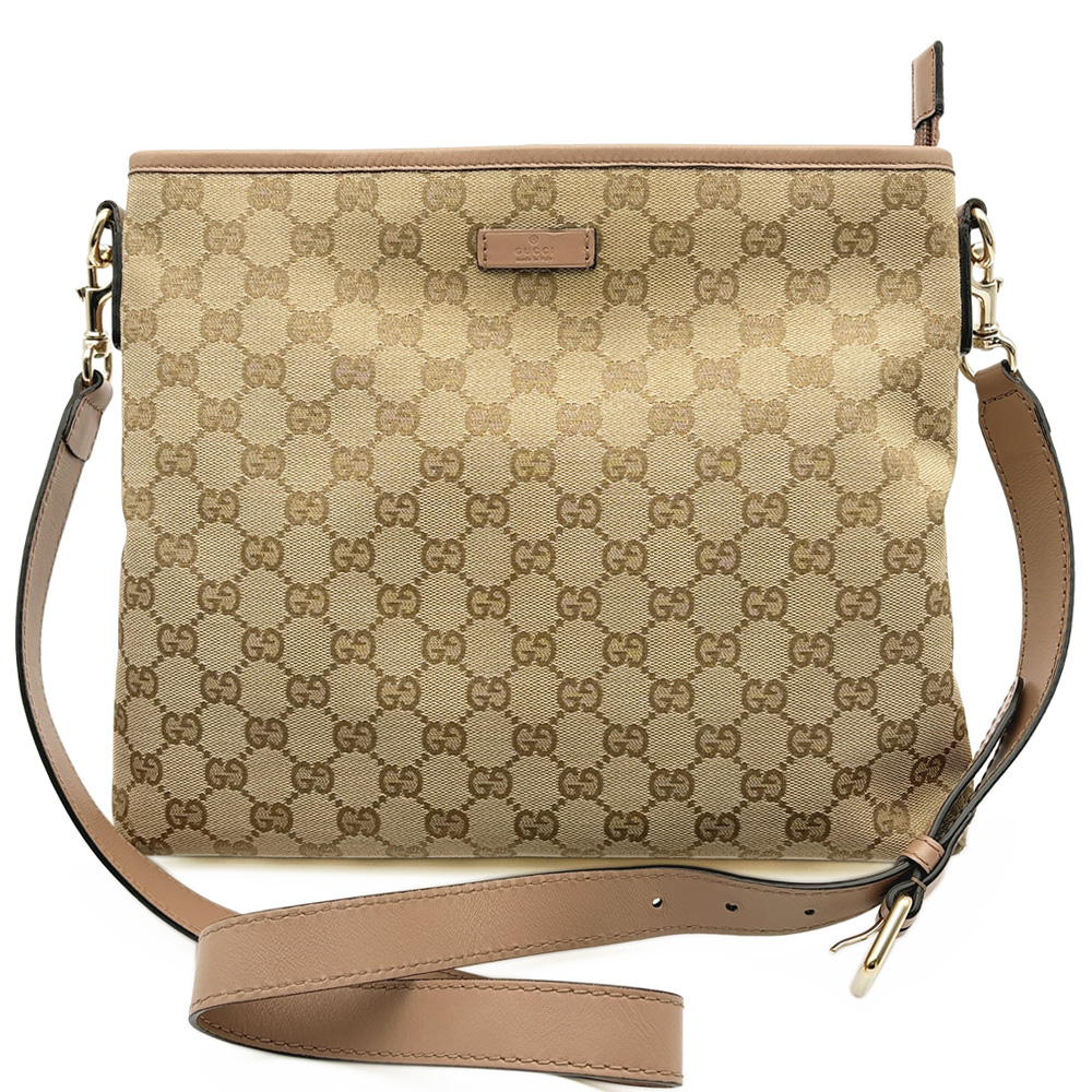 グッチ GUCCI GGキャンバス ショルダーバッグ 388924 レザー ベージュ 