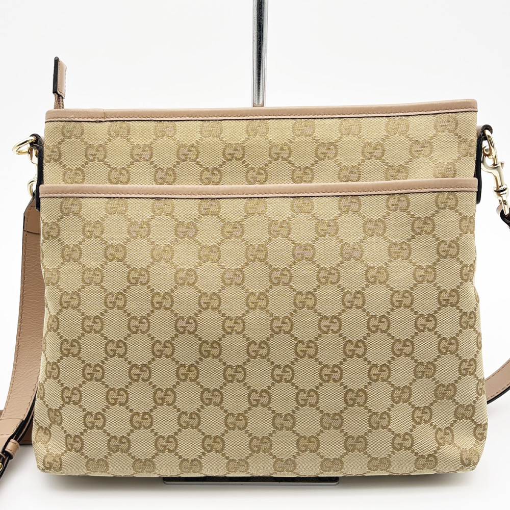 グッチ GUCCI GGキャンバス ショルダーバッグ 388924 レザー ベージュ
