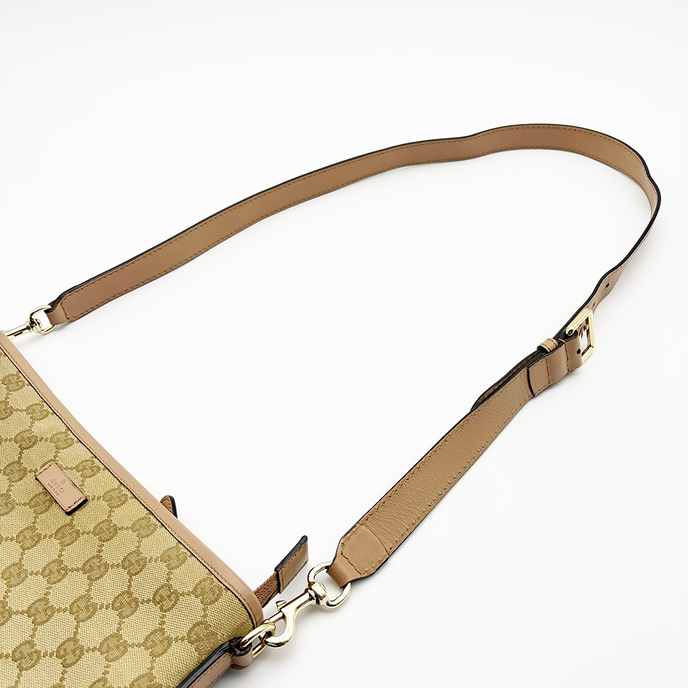 グッチ GUCCI GGキャンバス ショルダーバッグ 388924 レザー ベージュ