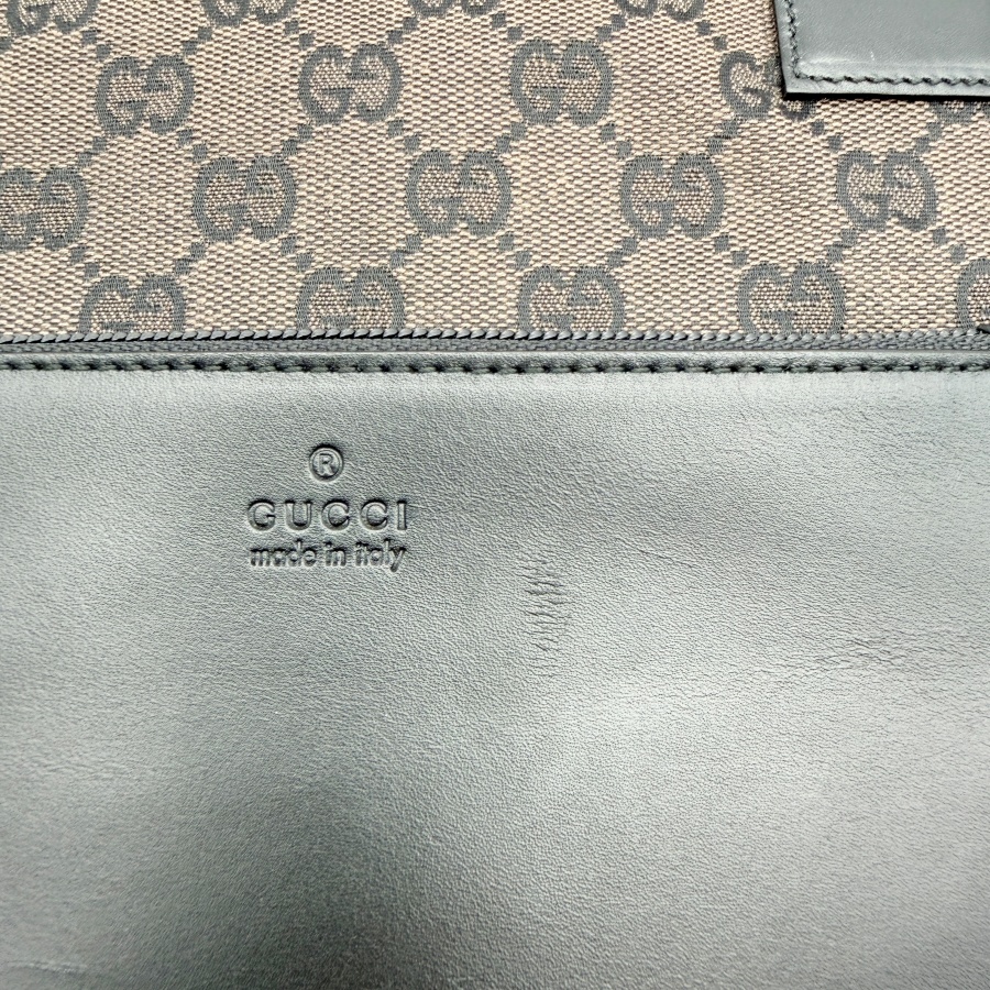 グッチ GGキャンバス トートバッグ 019 0401 レザー ブラウンxブラック レディース A4収納可 ハンド ショルダー GUCCI 中古の画像