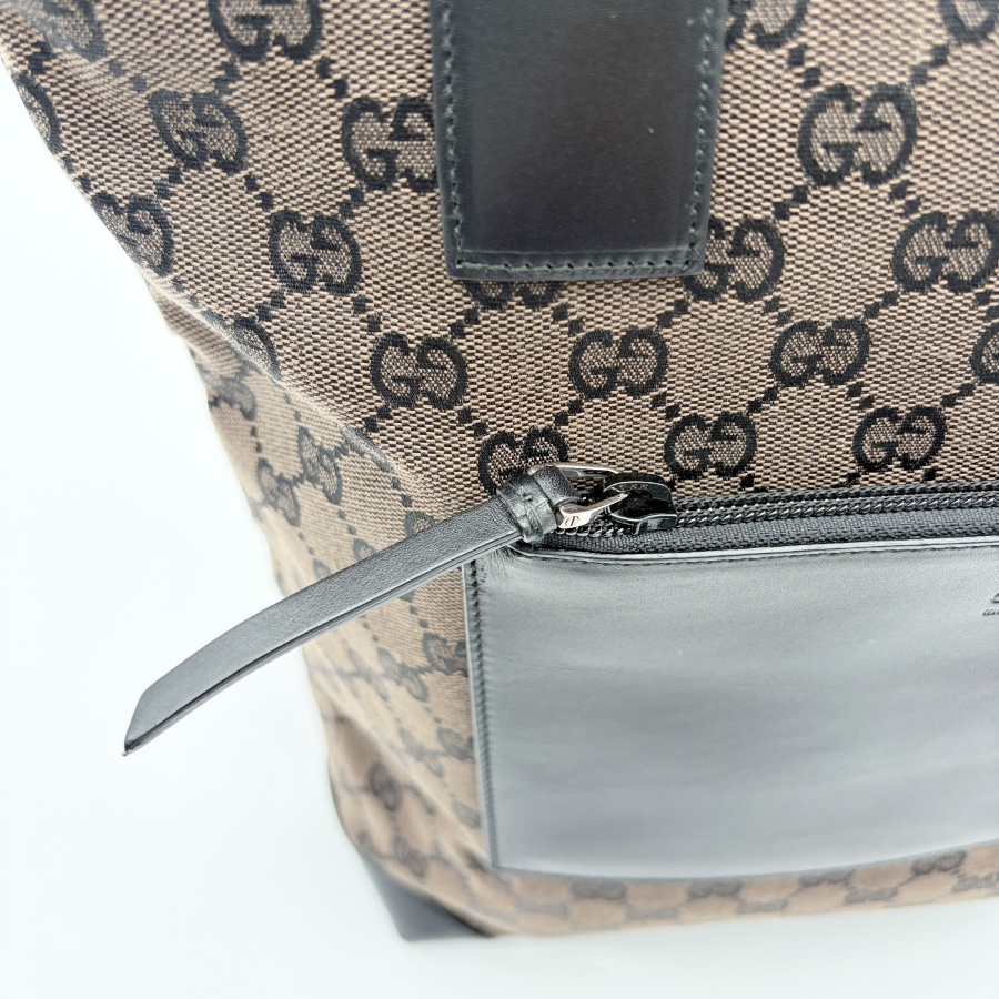 グッチ GGキャンバス トートバッグ 019 0401 レザー ブラウンxブラック レディース A4収納可 ハンド ショルダー GUCCI 中古の画像