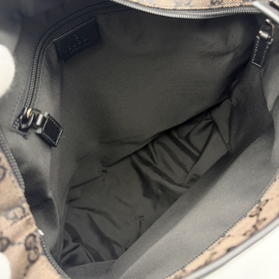 グッチ GGキャンバス トートバッグ 019 0401 レザー ブラウンxブラック レディース A4収納可 ハンド ショルダー GUCCI 中古の画像