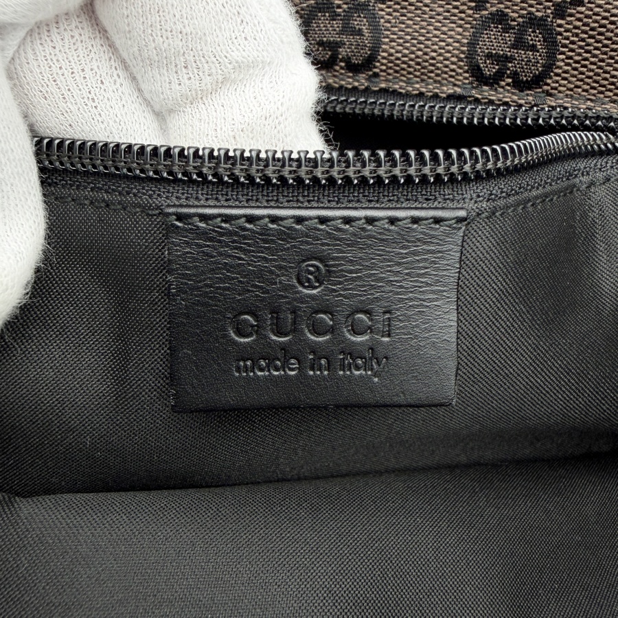 グッチ GGキャンバス トートバッグ 019 0401 レザー ブラウンxブラック レディース A4収納可 ハンド ショルダー GUCCI 中古の画像