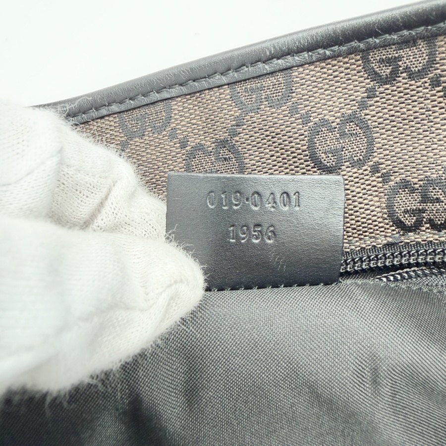 グッチ GGキャンバス トートバッグ 019 0401 レザー ブラウンxブラック レディース A4収納可 ハンド ショルダー GUCCI 中古の画像