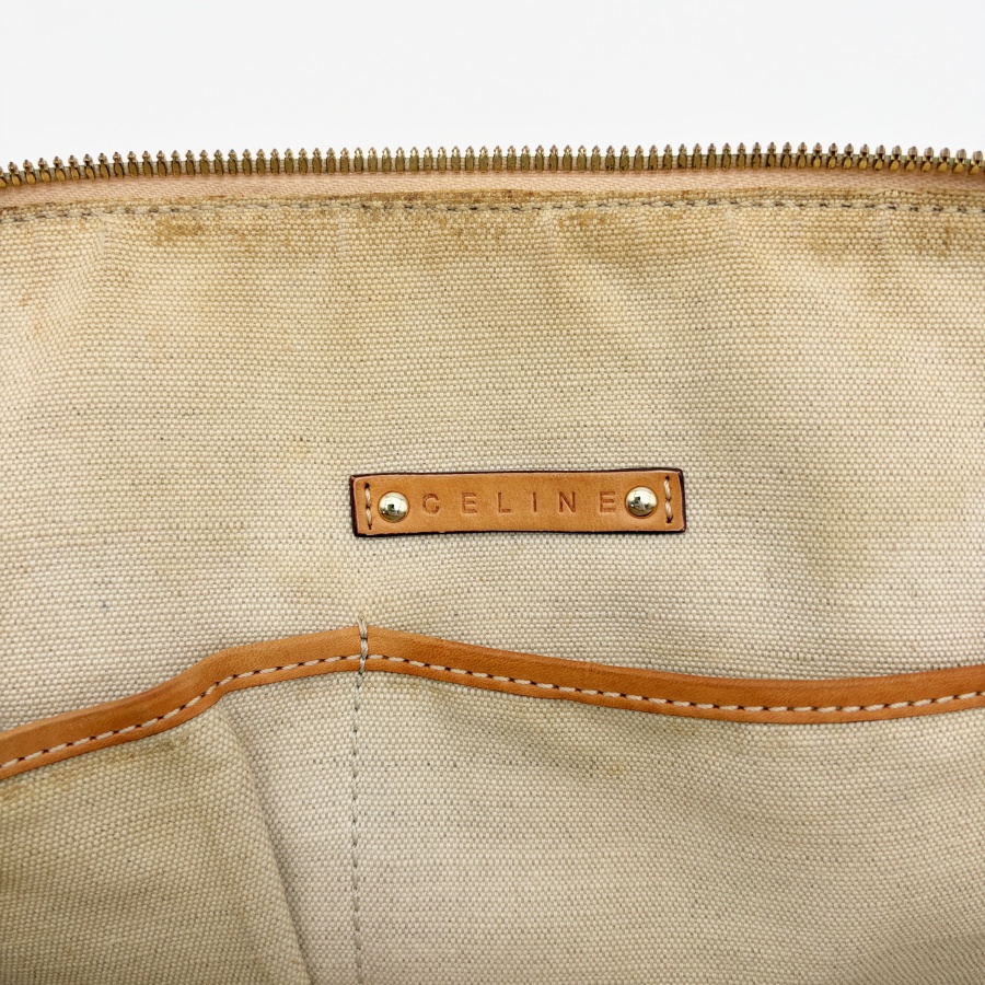 セリーヌ サルキー ハンドバッグ WC-ST-0058 PVCxレザー グレーx