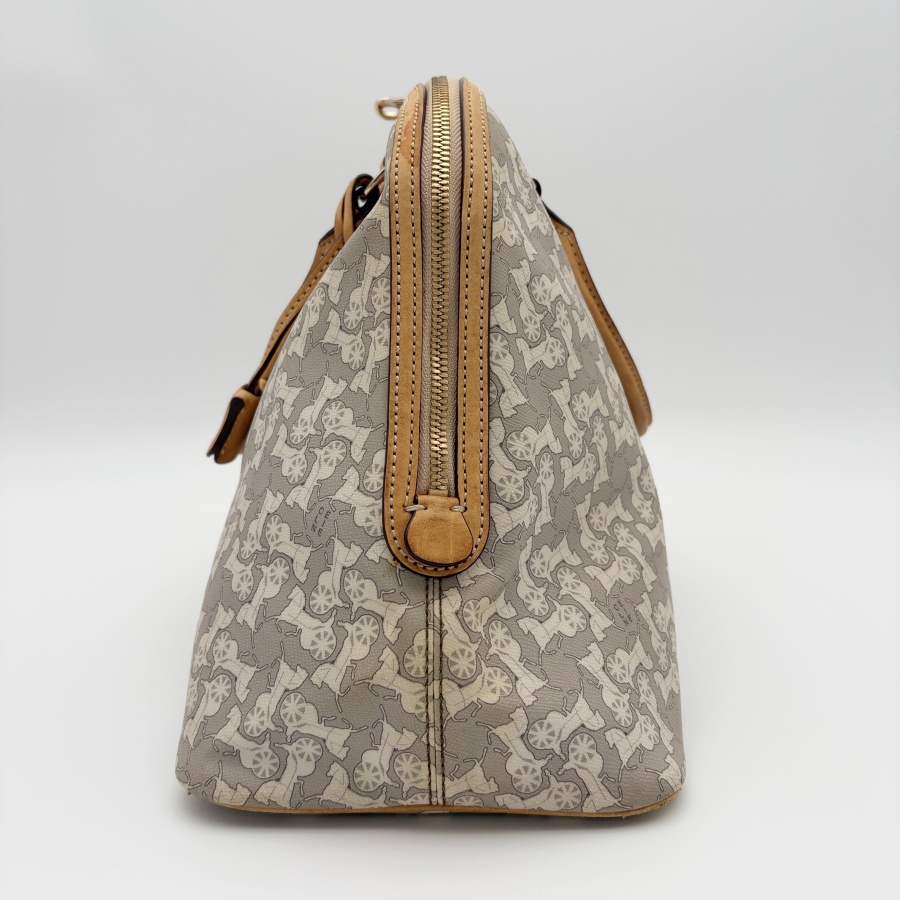 CELINE セリーヌ ヴィンテージ ミニボストンバッグ サルキー柄 PVC セリーヌ サルキー ハンドバッグ WC-ST-0058 PVCxレザー グレーx