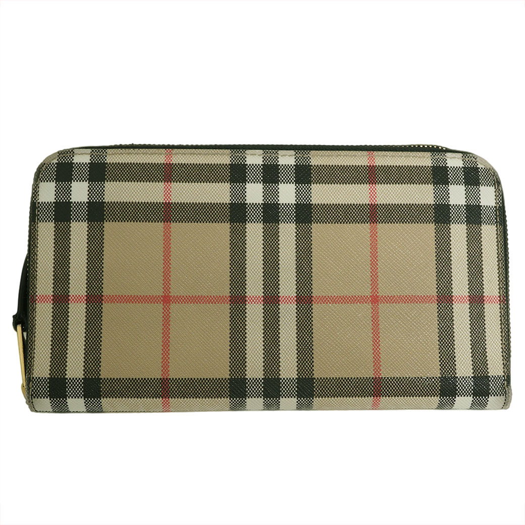 バーバリー ヴィンテージチェック ラウンドファスナー長財布 PVCレザー レディース 80580161 BURBERRY 中古 :b2000708:UPRISE