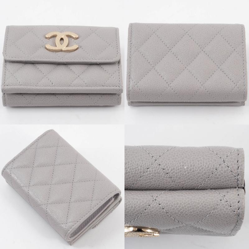 キャビアスキン シャネル 財布 三つ折り コンパクトウォレット AP2962