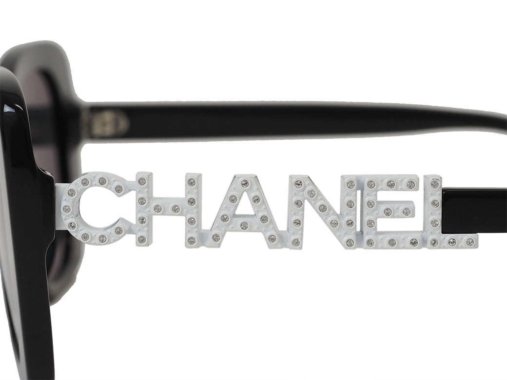 美品 CHANEL サングラス 5422-B-A ロゴ ココマーク ブラック シャネル ココ ロゴストーン サングラス ブラック 5422-B-A