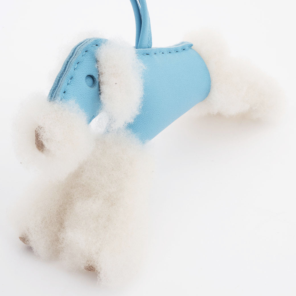 HERMES（エルメス） バディ チャーム 犬 ブルー系 レザーxウール